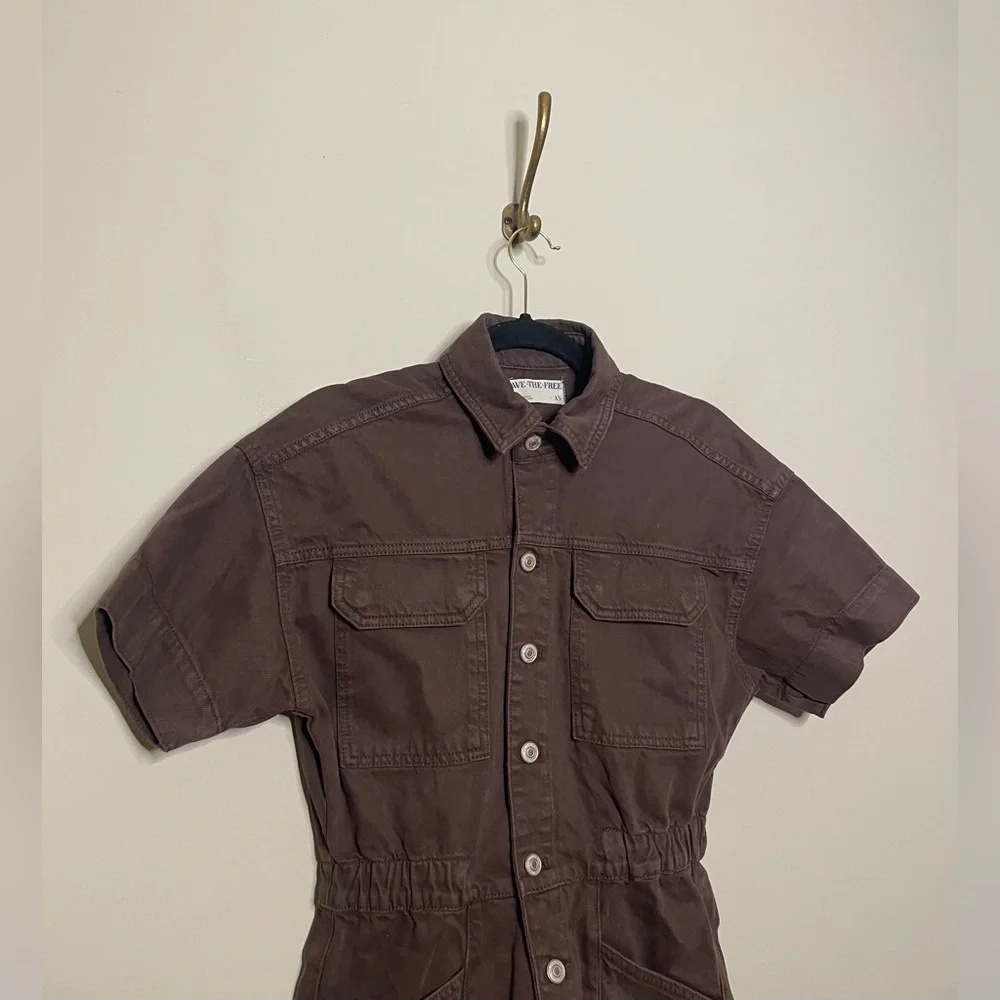 Free People Marci Cuffed Shortalls in Mocha